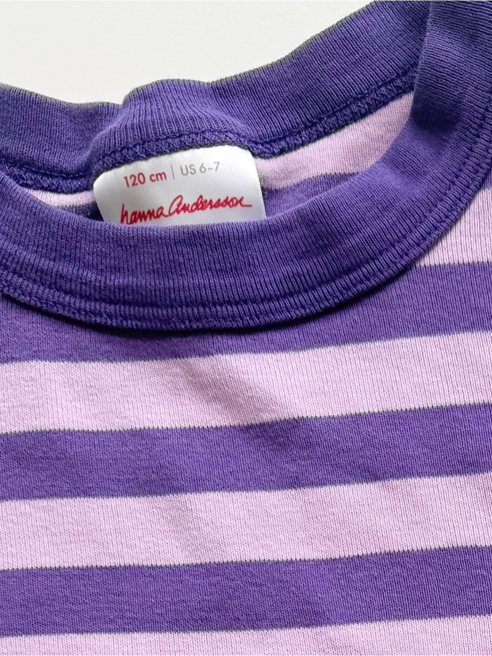 Hanna Andersson Purple Striped Short John Pajamas Size 6/7 - Picture 6 of 6